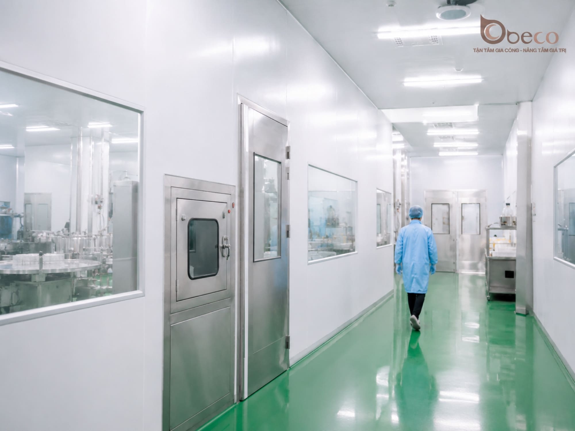 Hành lang khu phòng sạch tại nhà máy GMP của BECO